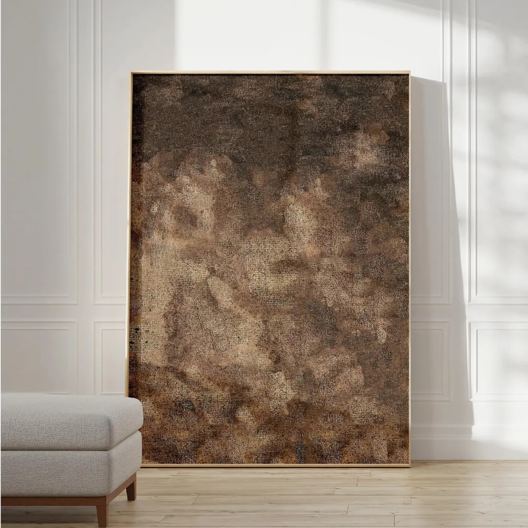 Structured abstract wabi-sabi art, vintage wood print, moody Japandi mid-century poster, minimali... | Etsy (US)