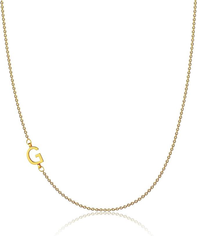 Sewyer Dainty Initial Necklaces for Women 14K Gold Plated Sideways Initial Necklace Personalized ... | Amazon (US)