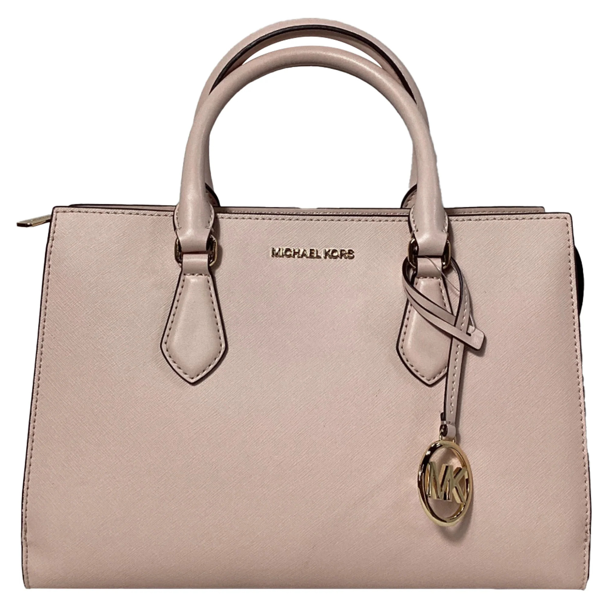 Michael Kors Sheila Medium Satchel in Powder Blush Pink Faux Saffiano Leather | Shop Simon