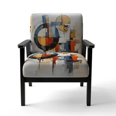 Mid-Century Accent Chair, Colorful Abstract Upholstered Armchair - Colorful Mid Century Abstract Fusion I | Wayfair North America