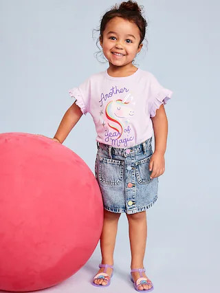 High-Waisted Button-Front Jean Skirt for Toddler Girls | Old Navy (US)