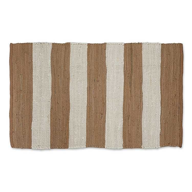 Stone and White Stripe Cotton Accent Rug, 2x3 | Kirkland's Home
