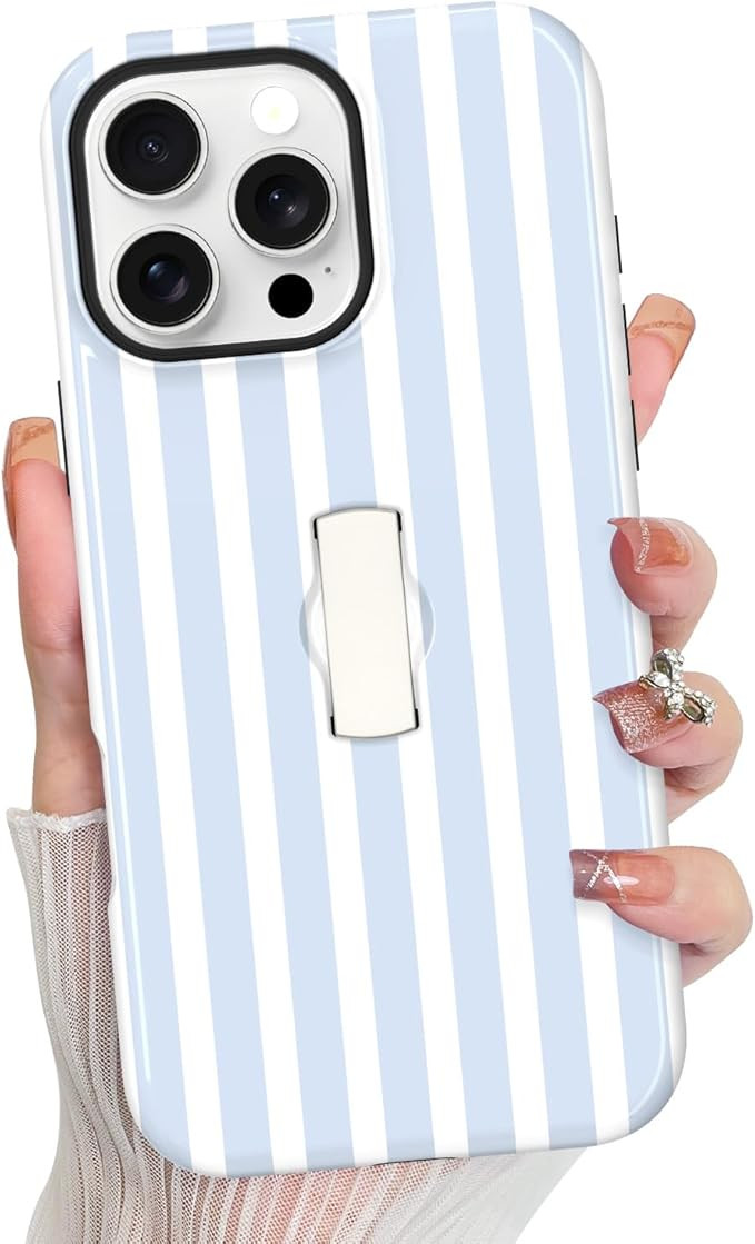 KANGHAR Compatible with iPhone 16 Pro Max Case, Stripes Cute Pattern, Finger Hold Wristband Kicks... | Amazon (US)