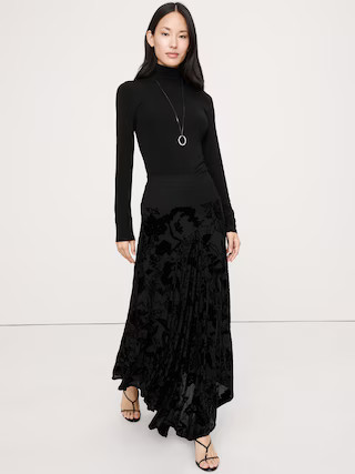 Burnout Velvet Asymmetrical Skirt | Banana Republic (US)