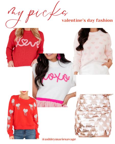 Valentine’s Day, fashion, sequins, mini skirt, sweaters, pullovers, hearts, red, pink 

#LTKfindsunder100 #LTKstyletip #LTKSeasonal