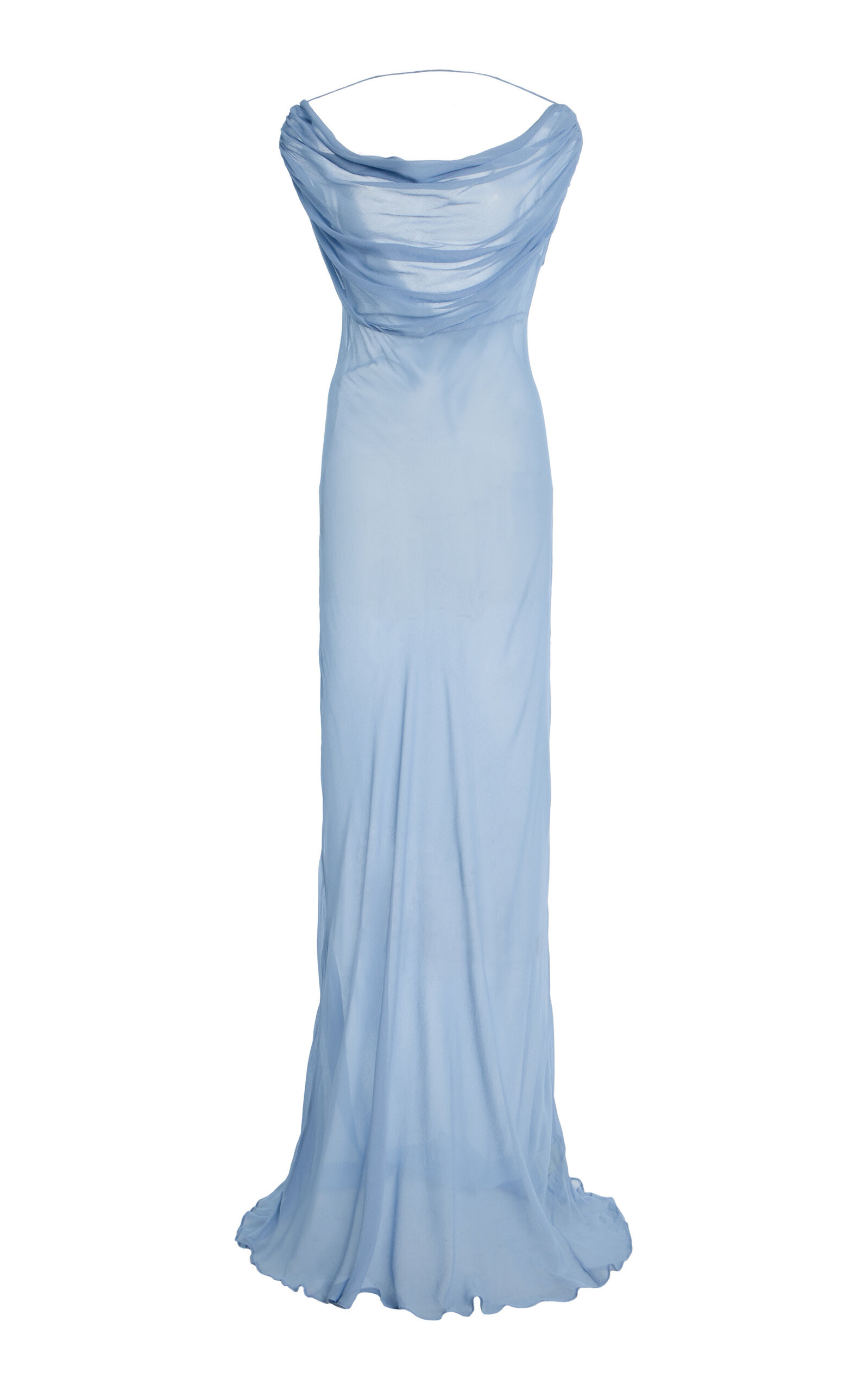 Arcina Ori - Jordana Draped Georgette Maxi Dress - Blue - M - Moda Operandi | Moda Operandi (Global)