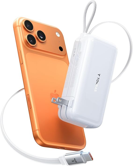 TORRAS EasyGO 3-in-1 Portable Charger with Retractable USB-C Cable & Wall Plug, 10000mAh Power Ba... | Amazon (US)