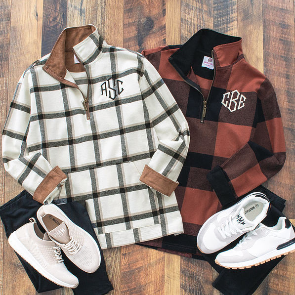 Monogrammed Plaid Pullover | Marleylilly