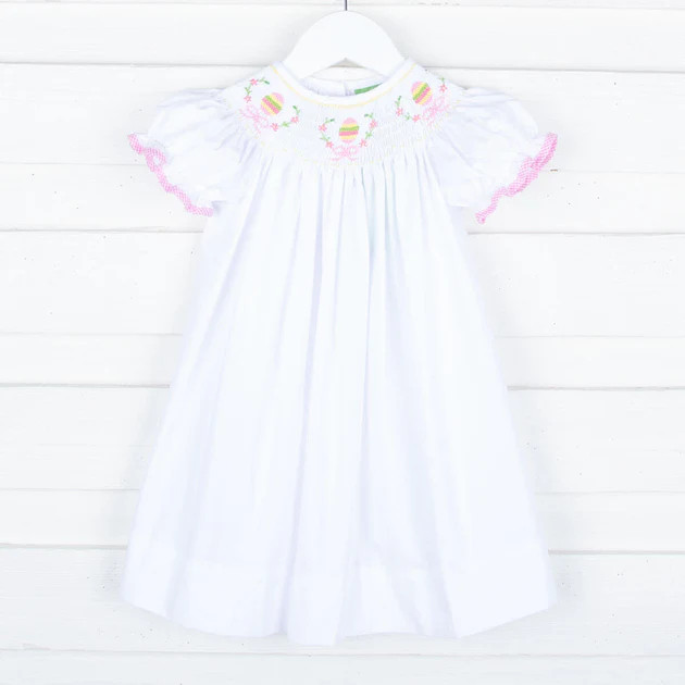 Easter Eggs Smocked White Dress | Classic Whimsy