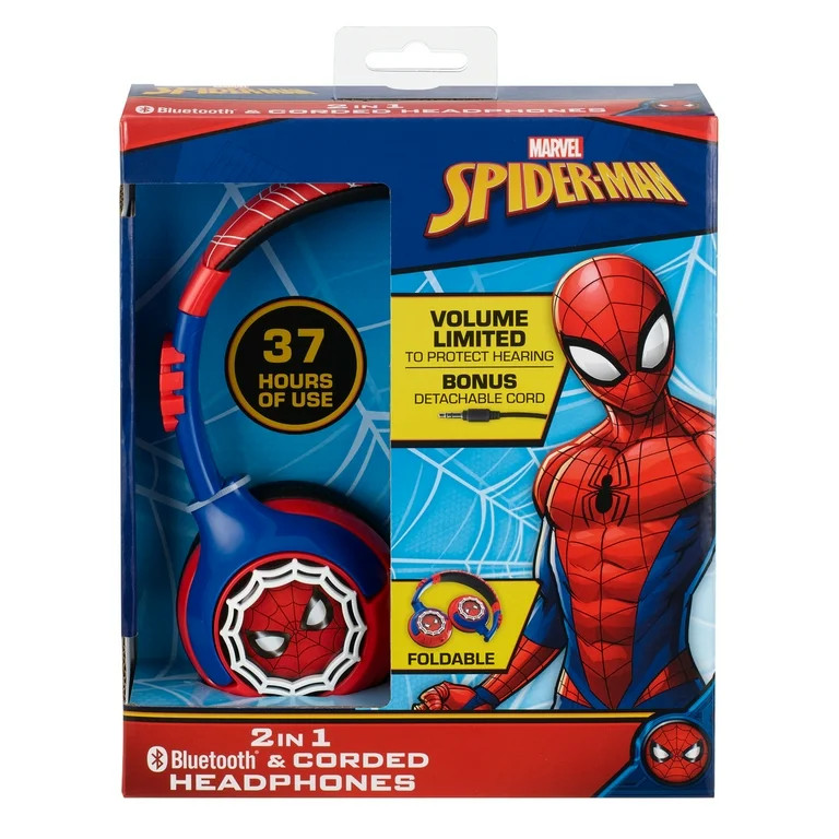 Ekids, Spider-Man, Bluetooth Over Ear Headphones with Cord, Red and Blue, Children Ages 6 and up | Walmart (US)