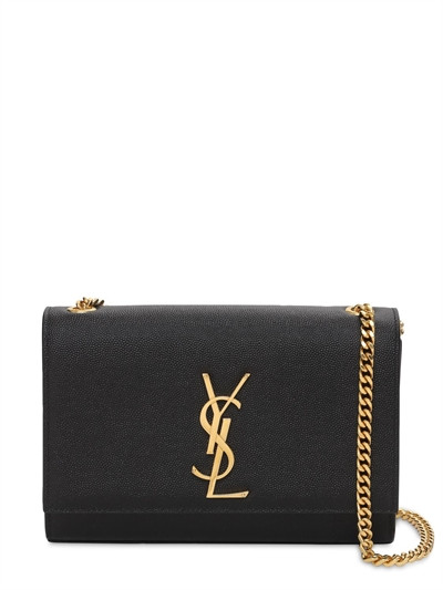 Saint Laurent - Sac porté épaule moyen en cuir grainé "kate" - Noir | Luisaviaroma | Luisaviaroma