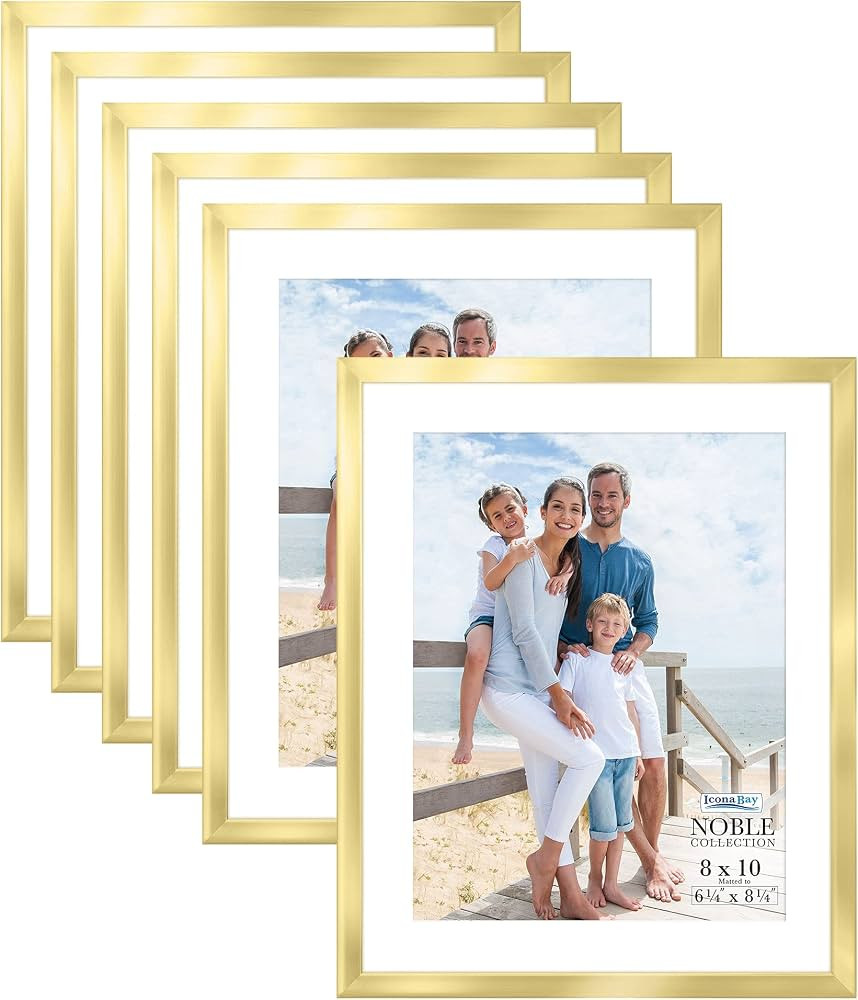 Icona Bay 8x10 Picture Frames (Gold, 6 Pack), Modern Professional Frame Set, Noble Collection | Amazon (US)