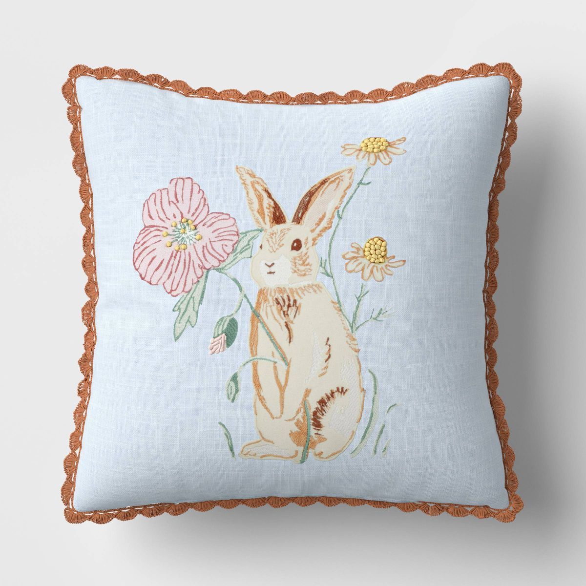 Cotton Easter Bunny Square Throw Pillow Blue - Threshold™ | Target