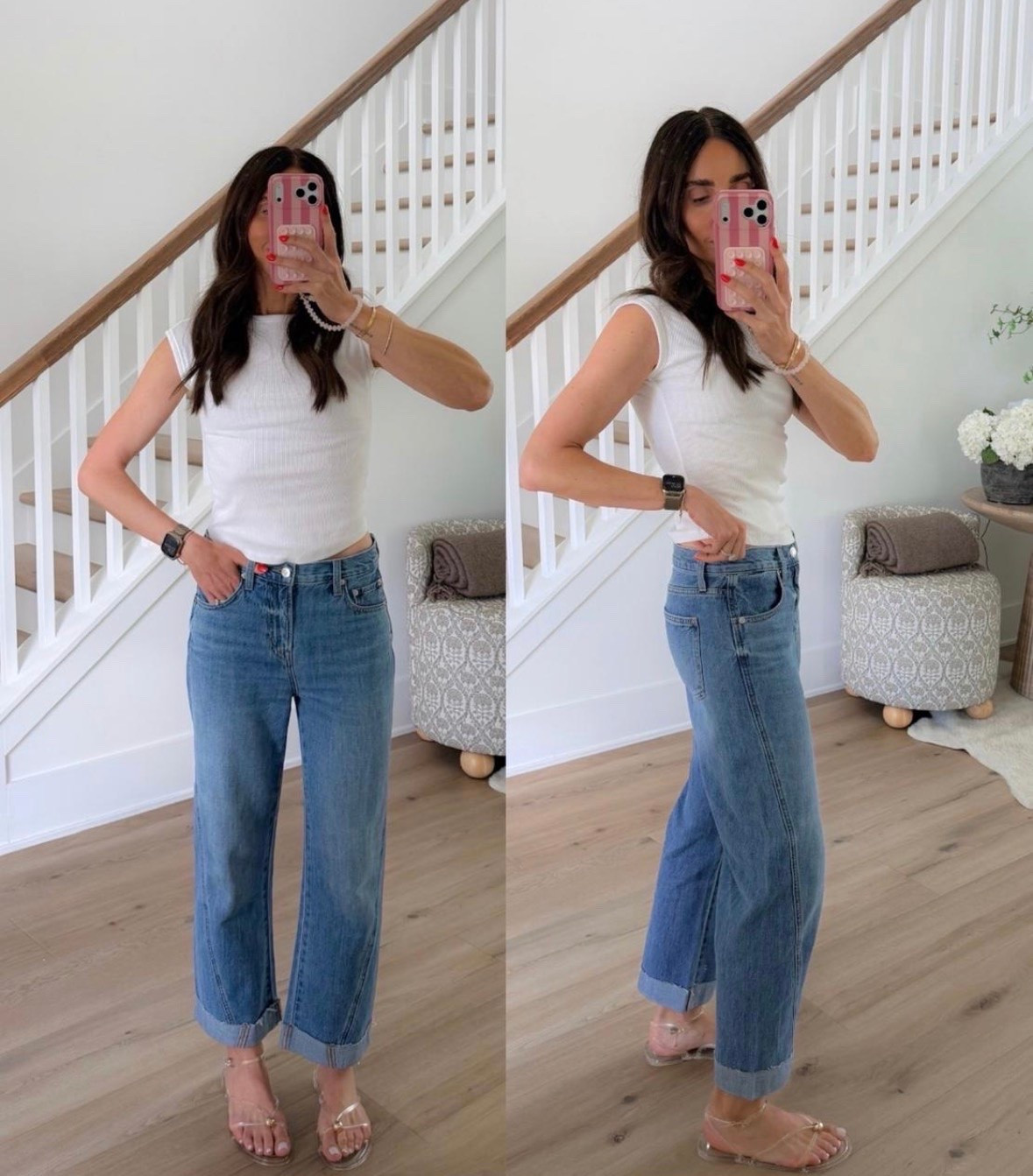 These cuffed wide leg jeans are such a good find. The fit is so flattering, they make your legs look longer, and the cuff gives them a fun, elevated look. Paired with this ribbed white top for an easy outfit you’ll wear on repeat.

Cuffed jeans, Wide leg jeans, Denim outfit, White ribbed top, Casual outfit, Everyday style, Elevated basics, Summer outfit, Jeans outfit ideas, annabrstyle

#LTKootd #LTKSeasonal #LTKOver40