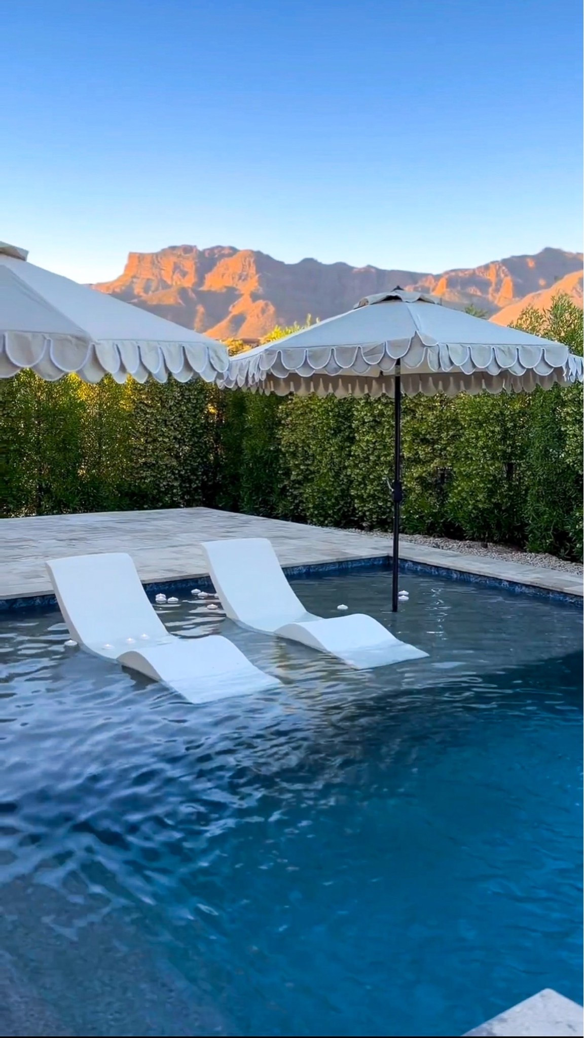 This has been my favorite spot lately 🤍There is nothing quite like golden hour from the pool. These in-pool lounge chairs from Wayfair have completely transformed how we use our backyard resort-style outdoor living without leaving home. If you’ve been thinking about a backyard glow-up, this is your sign.

Summerthompsonstyles

#LTKSwim #LTKHome #LTKSaleAlert