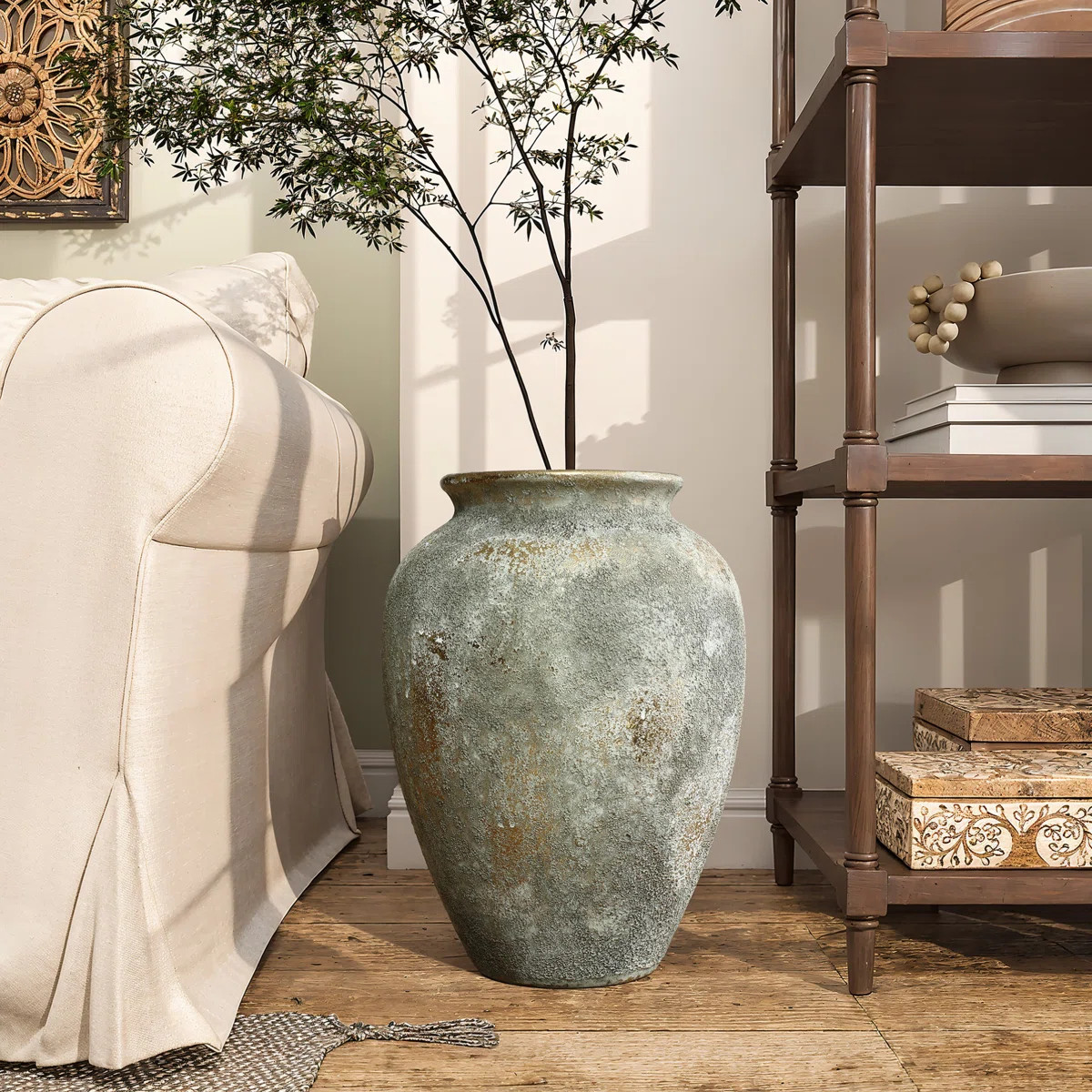August Grove® Rustic Gold and Brown Terracotta  Tall Urn Vase & Reviews | Wayfair | Wayfair North America