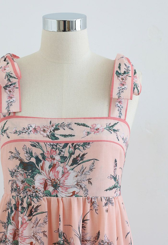 Blush Bouquet Printed Tie-Strap Maxi Dress | Chicwish
