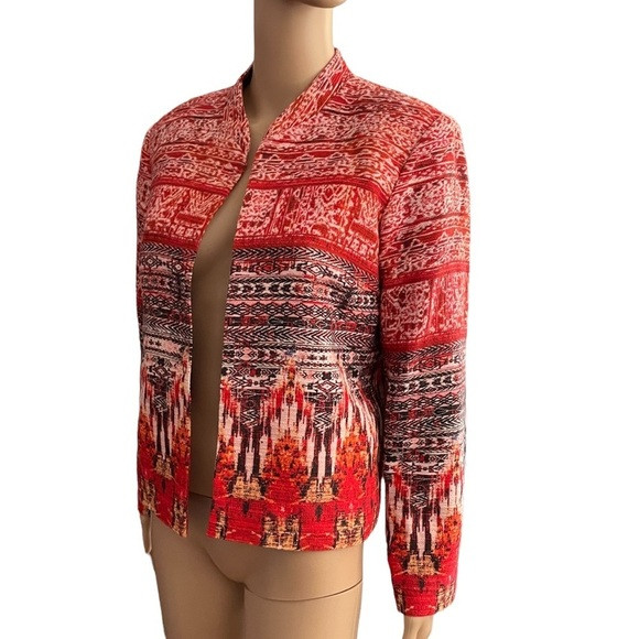 H&M Cropped Red Azeri Print Blazer size 10 | Poshmark