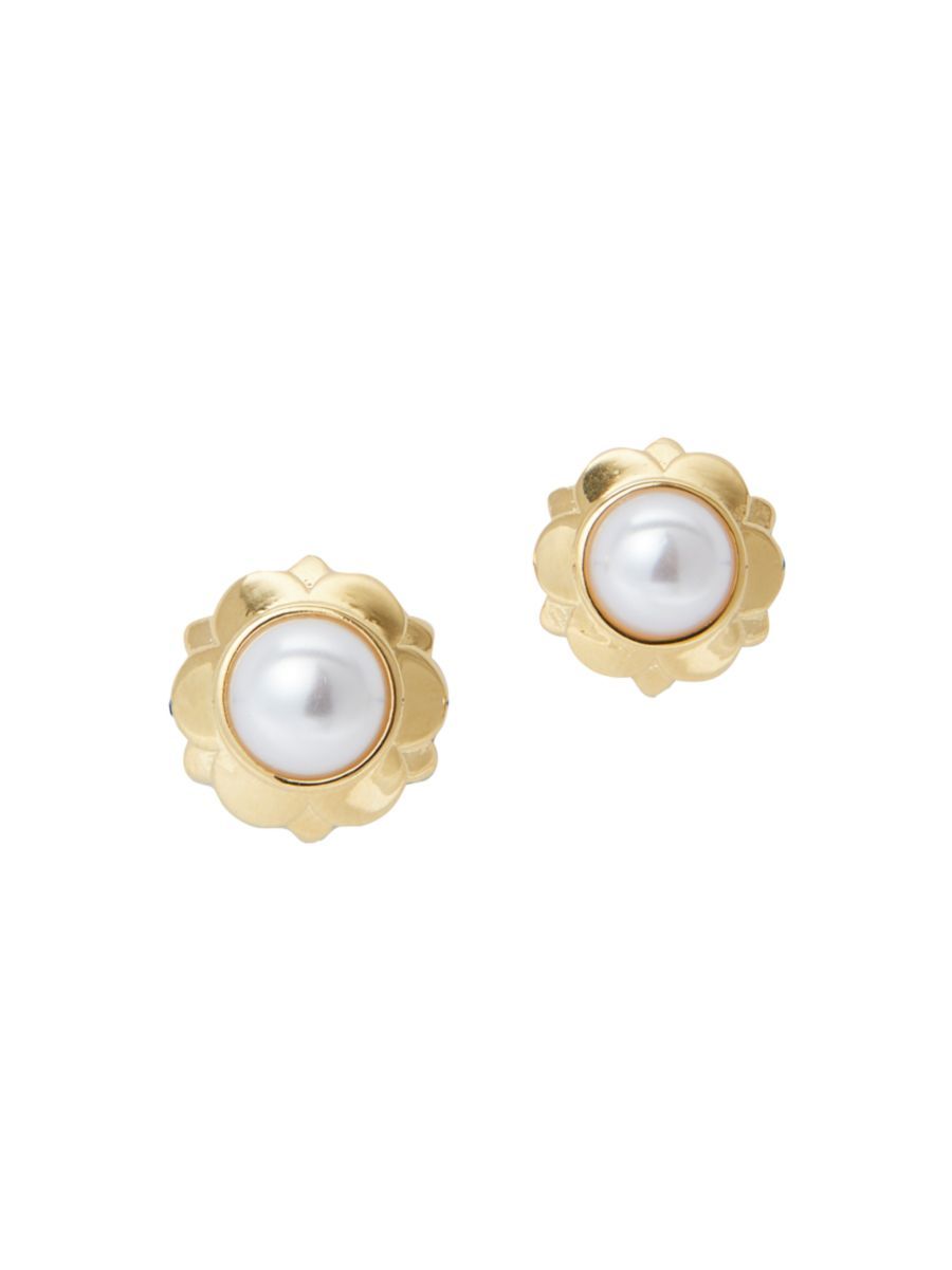Lele Sadoughi Eva 14K-Gold-Plated &amp; Acrylic Pearl Flower Stud Earrings | Saks Fifth Avenue