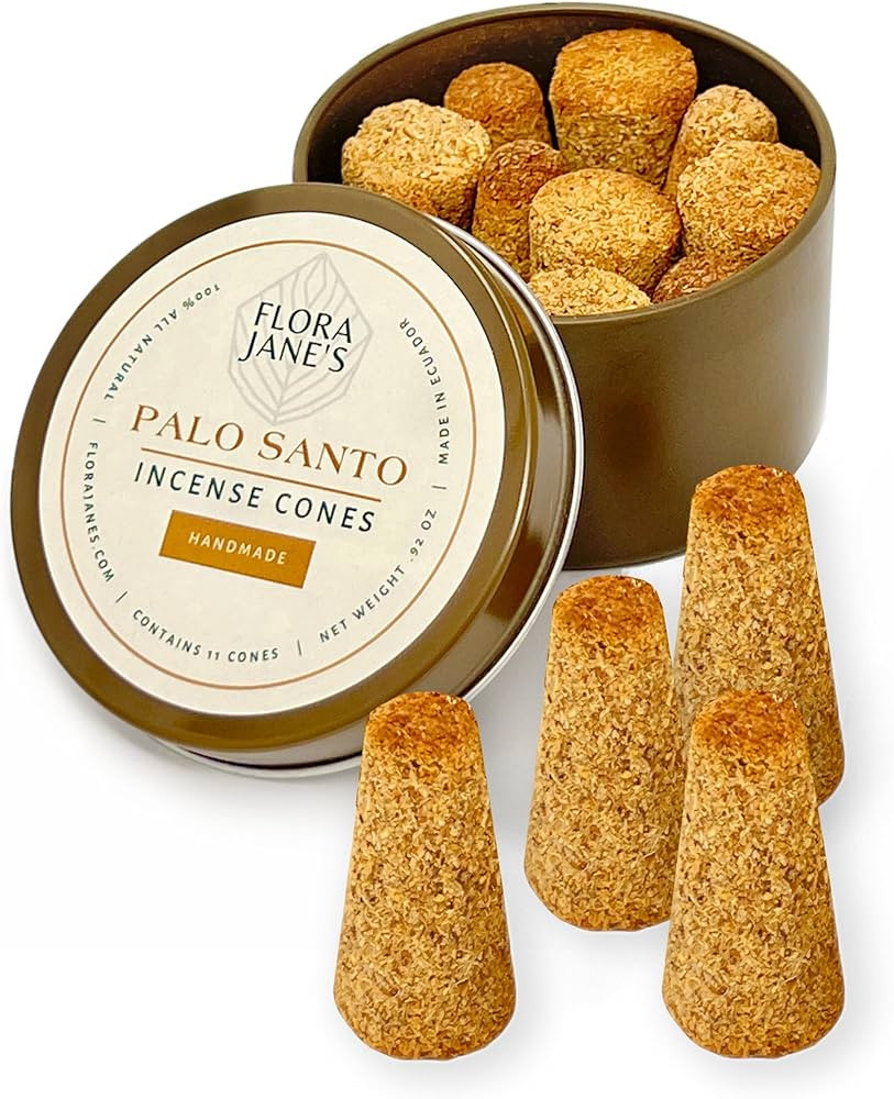 Flora Jane's All Natural Palo Santo Incense Cones - 11 Handmade Easy to Light Cones in Reusable S... | Amazon (US)