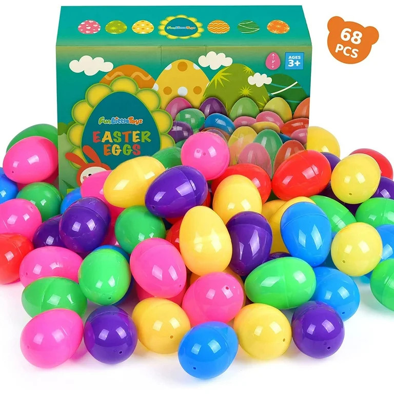 Fun Little Toys 68 Pcs Plastic Easter Eggs, 6 Assorted Colors 3 Inch Easter Party Favor Set, Mult... | Walmart (US)