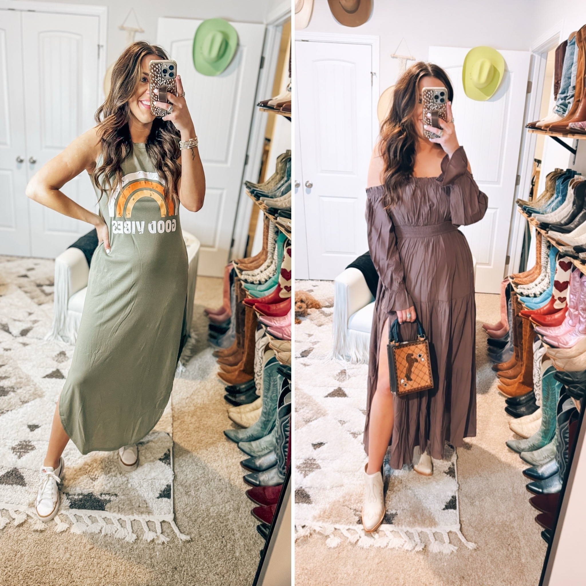 chinese dress ladies Womens Sexy V-Neck Long Sleeve Flower Long Dress Vintage Western Country  Maxi Chiffon Dress Fall Casual Flowy Dress,Caramel,S at Amazon Women's  Clothing store