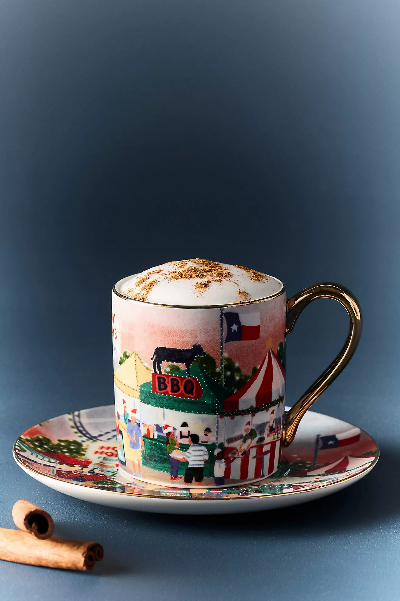 Holiday in the City Stoneware Espresso Cup & Saucer | Anthropologie (US)