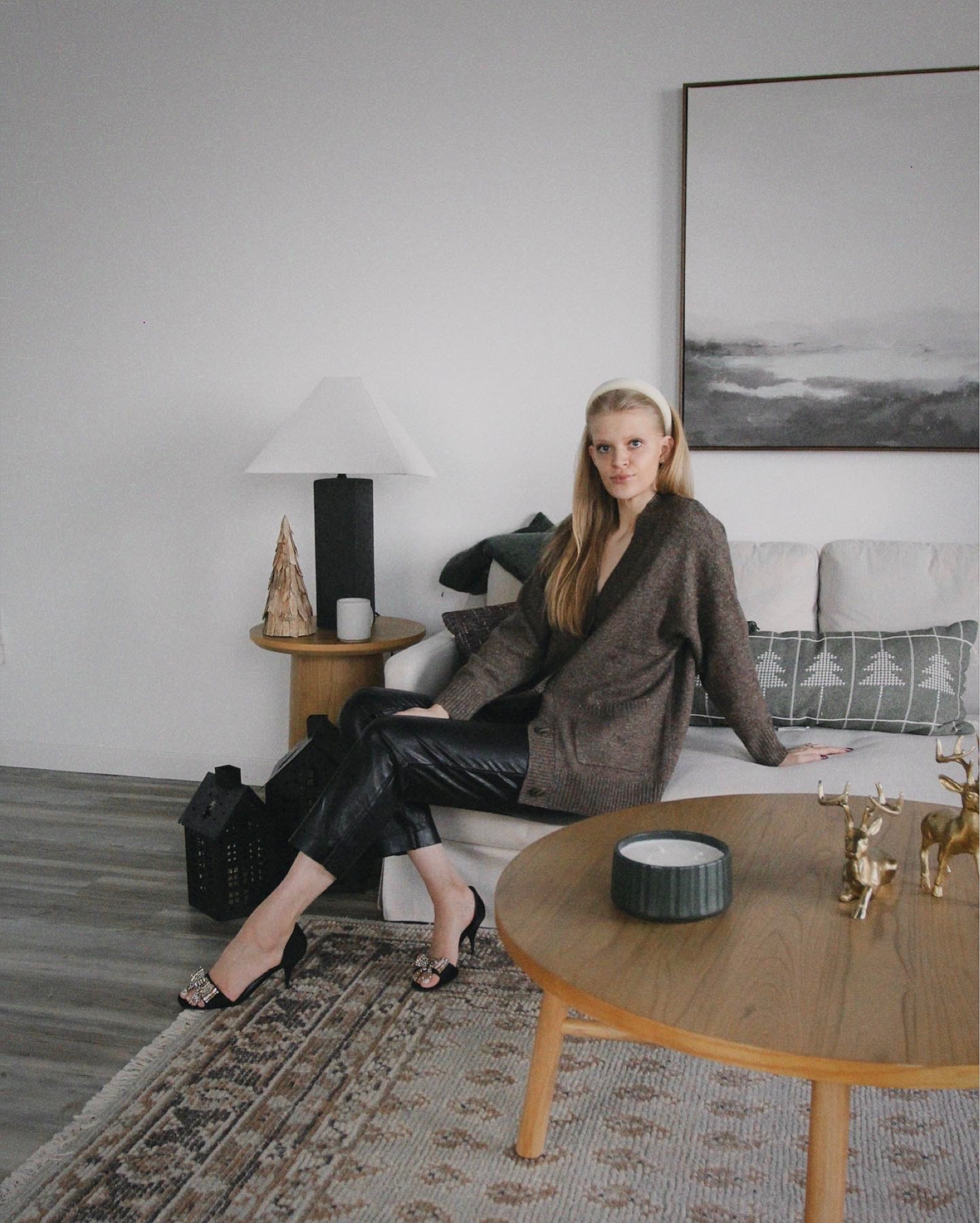 Cozy neutral holiday outfit inspiration, faux leather pants, cardigan, bow heels

#LTKfit #LTKHoliday #LTKSeasonal