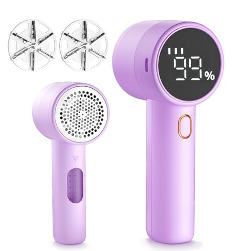 Fabric Shaver, Lint Remover Rechargeable, Electric Portable Sweater Defuzzer with 3 Speeds, 6 Leaf Blades, Digital LED Display to Remove Pilling for Clothes, Rosa | Amazon (US)