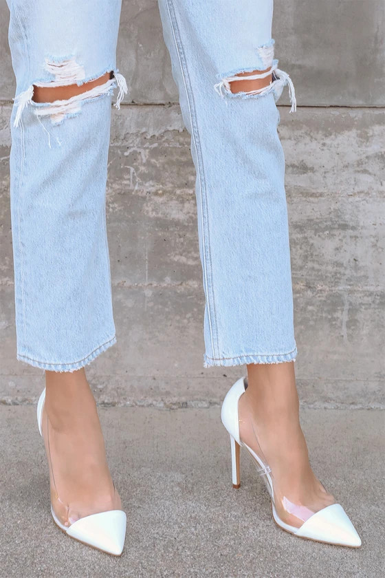 Salema White Patent Pointed-Toe Pumps | Lulus (US)