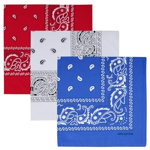 Raylarnia Bandana Multi-Purpose 100% Cotton Headbands for Women, 22 inch Paisley Cowboy Bandanas for Men | Amazon (US)
