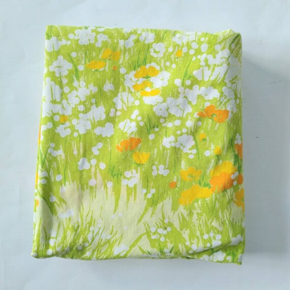 Vintage 1970s Dan River Dantrel Green Floral Full / Double - Etsy | Etsy (US)