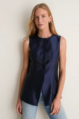 Deep Navy Dupioni Duke Top | Tuckernuck (US)