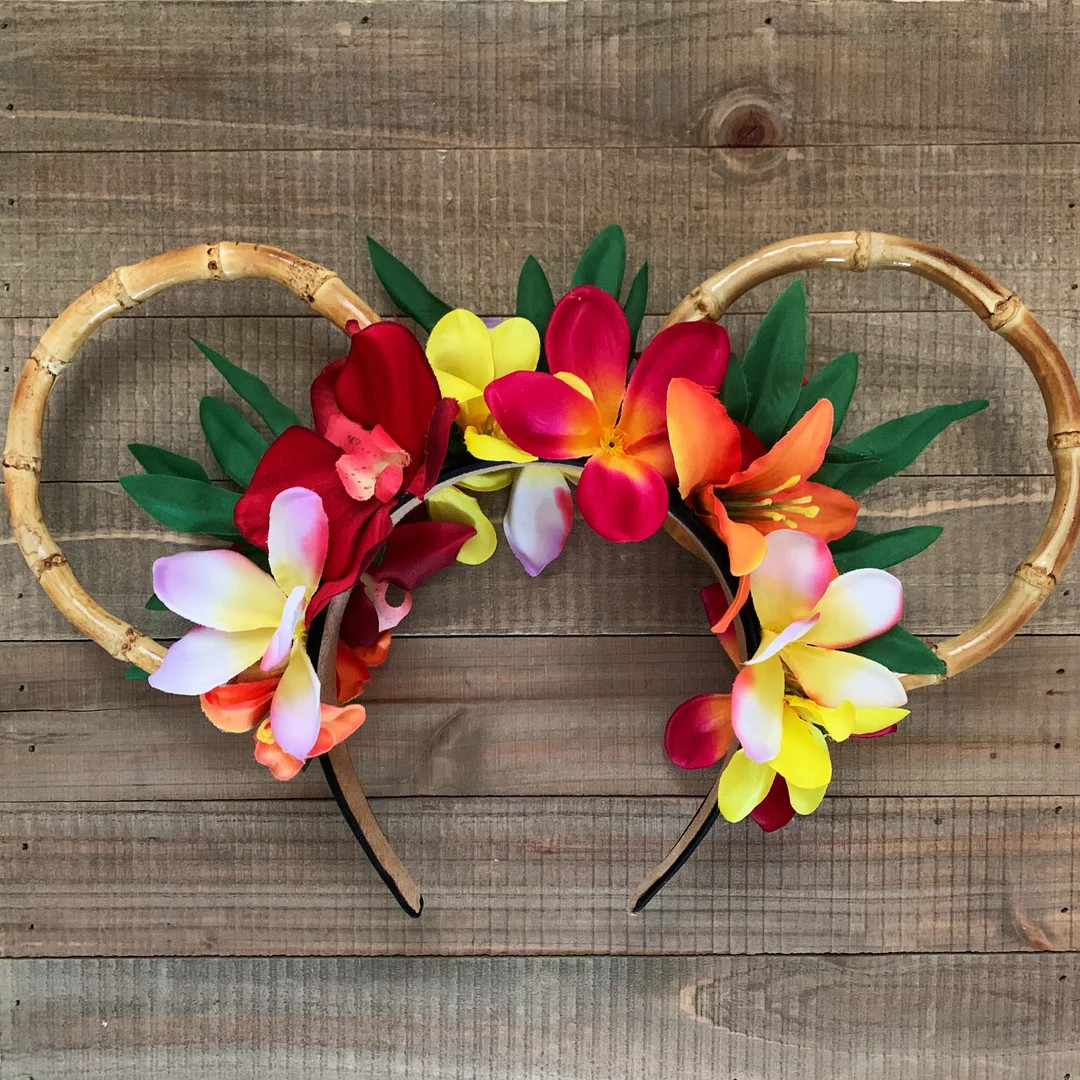 Tropical Bliss Bamboo Minnie Mouse Ears - Etsy | Etsy (US)