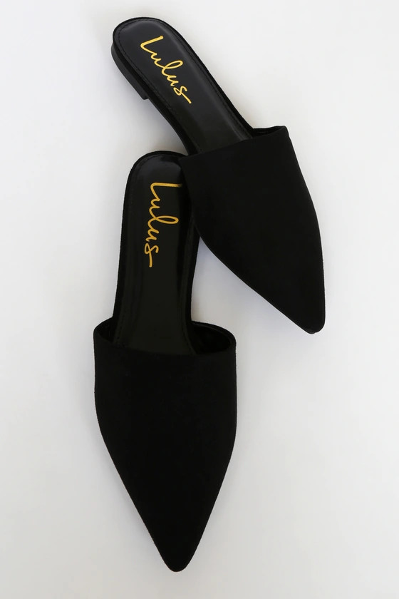 Lorena Black Suede Pointed Toe Slides | Lulus (US)