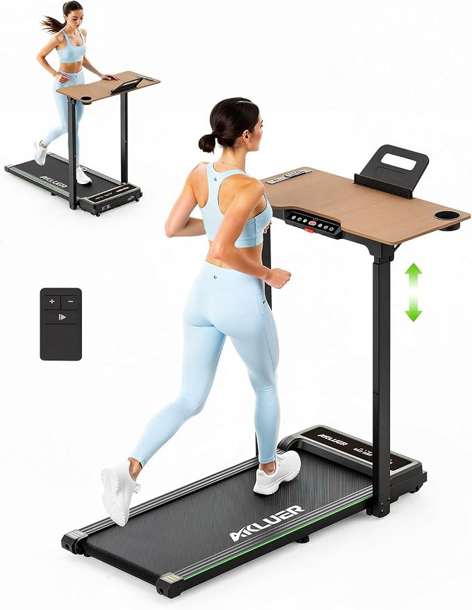 Walking Pad Treadmill with Desk Workstation, Treadmills with Wooden Desk Adjustable Height for Ho... | Amazon (US)