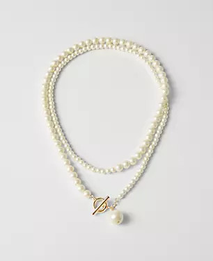 Double Wrap Pearlized Pendant Necklace | Ann Taylor (US)