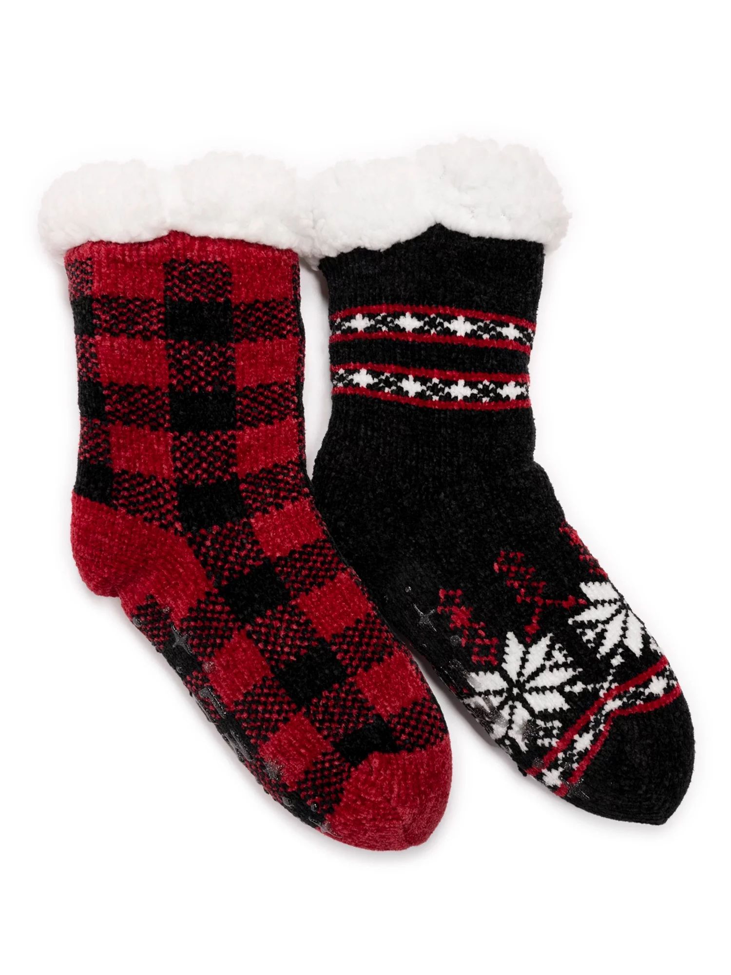 Muk Luks Women's Fuzzy Chenille Plush Lined Cabin Socks, 2-Pack, Sizes S-XL | Walmart (US)