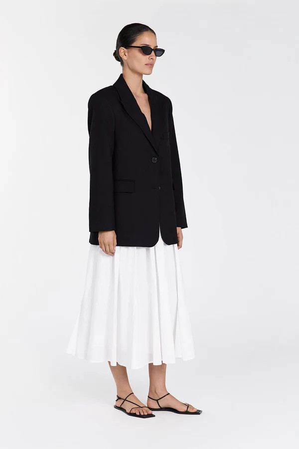 TIA WHITE LINEN CIRCLE MIDI SKIRT | DISSH