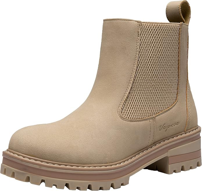 Vepose Women's 9608 Chelsea Lug Sole Casual Outdoor Boots Ankle Booties | Amazon (US)