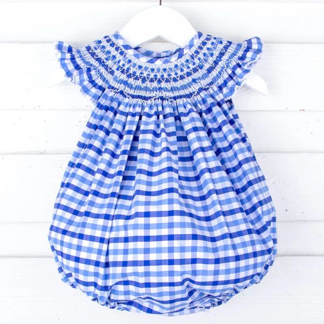 Summer Time Blue Gingham Angel Sleeve Bubble | Classic Whimsy