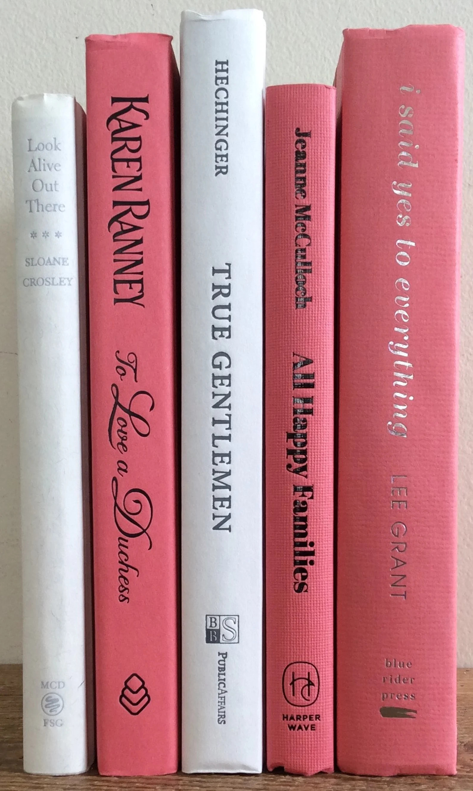 Coral pink and white books, salmon decorative books for home decor, coastal bookcase staging bund... | Etsy (US)