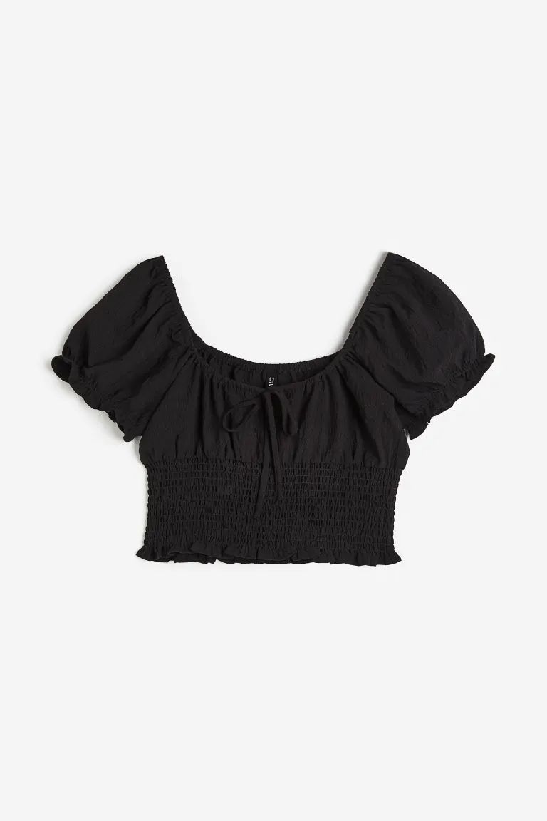 Puff-sleeved Smocked Blouse | H&M (US + CA)