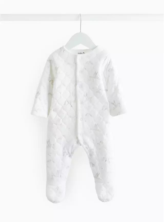 Stork Print Quilted 2.5 Tog Sleepsuit  6-9 months | Tu Clothing