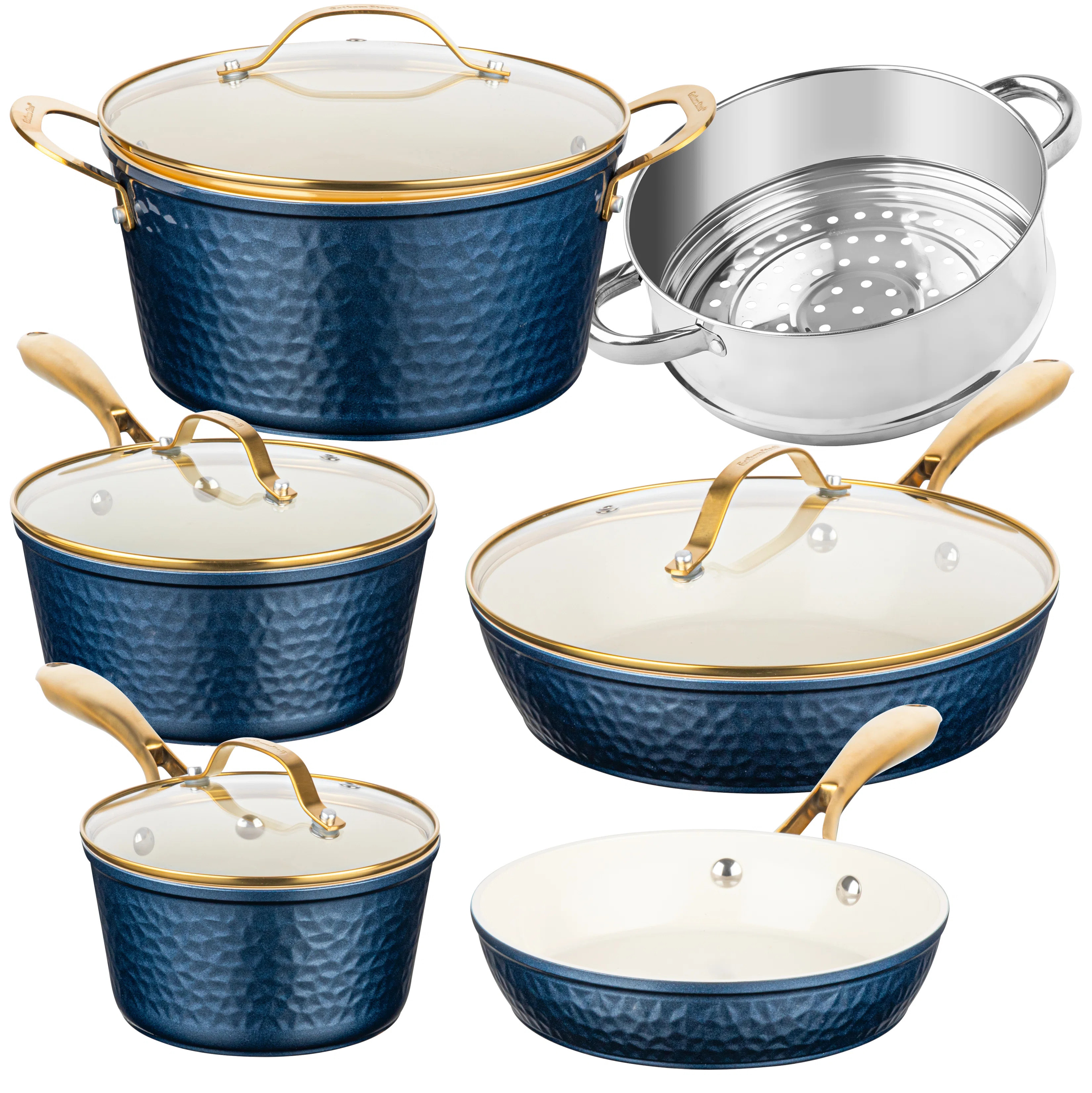 Gotham Steel 10 Piece Hammered Nonstick Ceramic Cookware Set | Wayfair North America