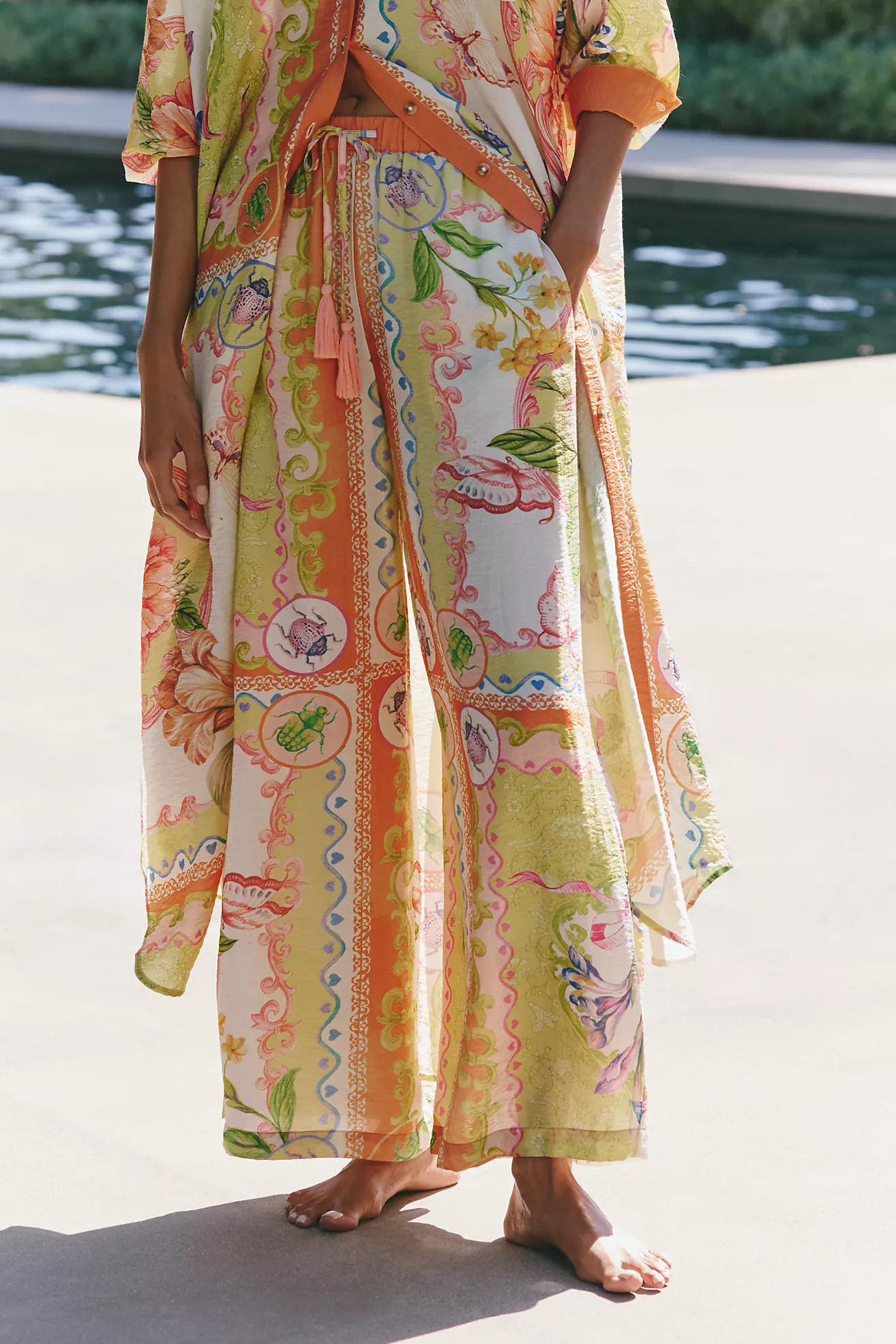 Celandine Sheer Printed Pants | Anthropologie (US)