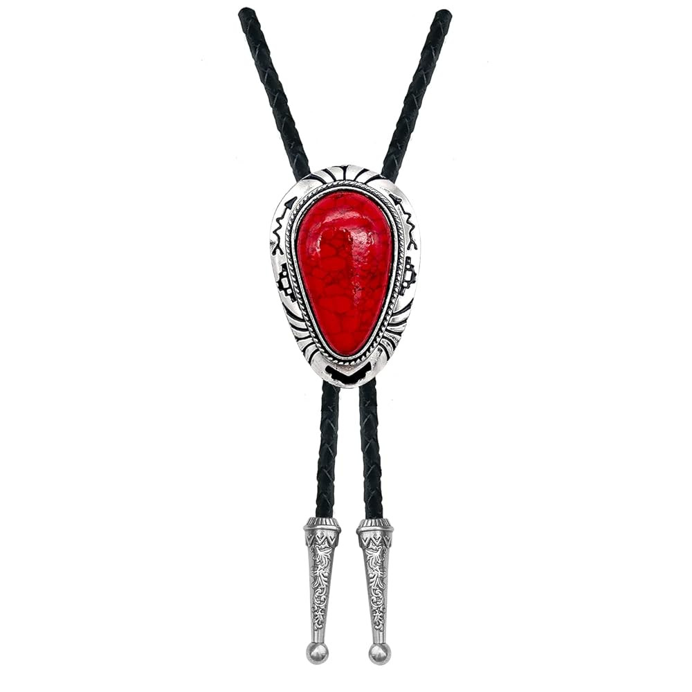 Stone Bolo Tie Native Western Cowboy Handmade Hand-woven Leather Bola Tie Necktie For Men Women | Amazon (US)