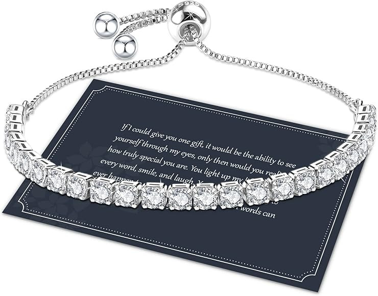 J.Fée Bracelet for Women,Sterling Silver Tennis Bracelet Crystal Slider Bracelet S925 Women Brac... | Amazon (UK)