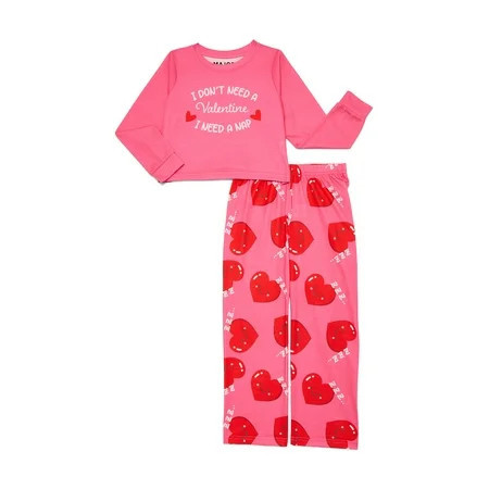 Major Cuddles Girls Valentine s Long Sleeve Top and Pants Pajama Sleep Set 2-Piece Sizes 4-12 | Walmart (US)