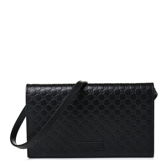GUCCI Microguccissima Crossbody Wallet Black | Fashionphile